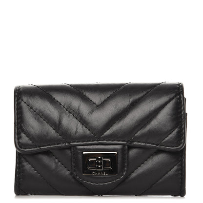 Chanel Aged Calfskin Chevron Reissue Card Holder Wallet So Black 1 of 8