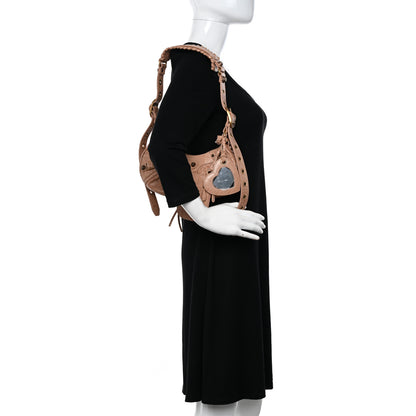 Balenciaga Extra Supple Calfskin Crocodile Embossed Le Cagole Shoulder Bag XS Nude Beige 2 of 10