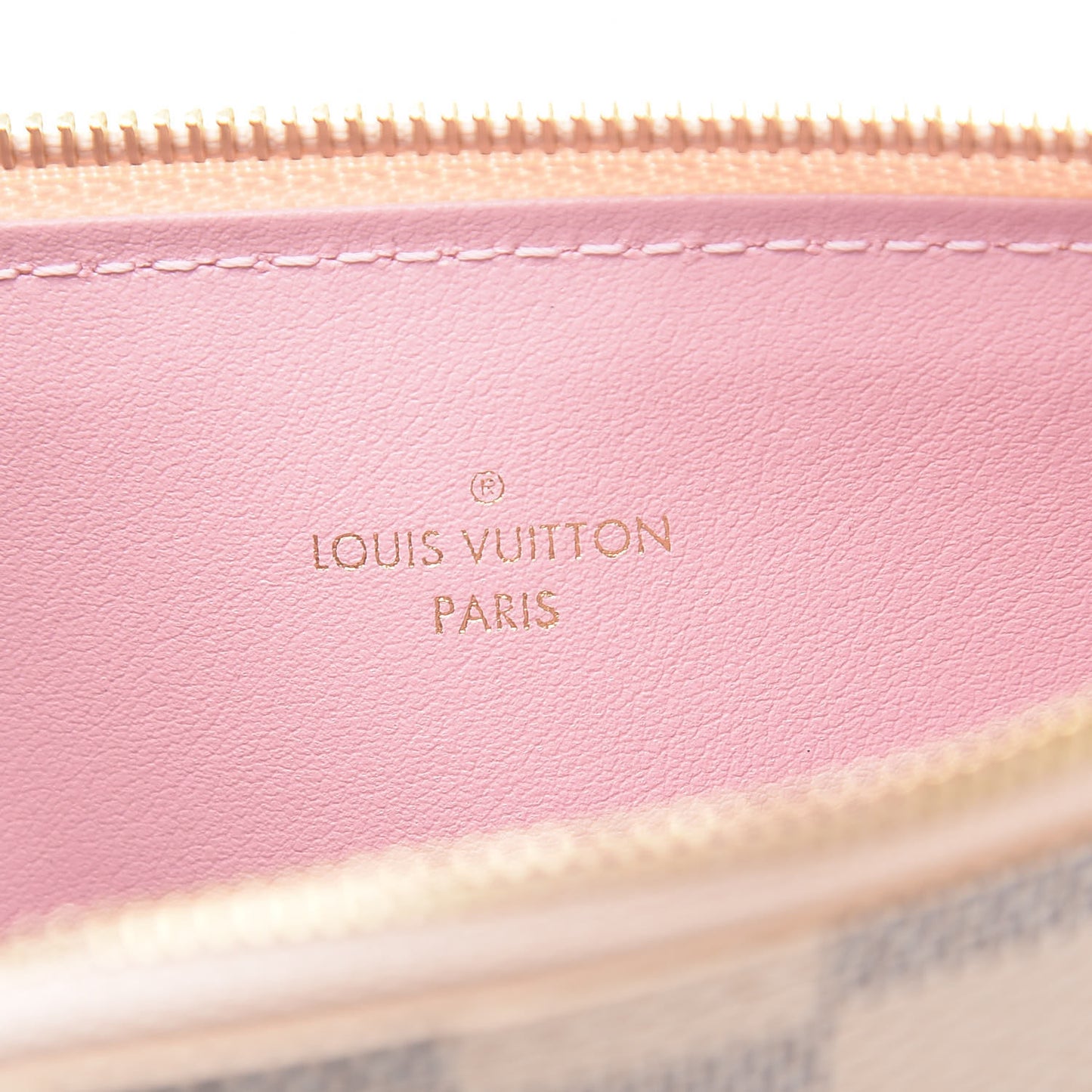 Damier Azur Felicie Chain Wallet Zippered Insert Rose Ballerine