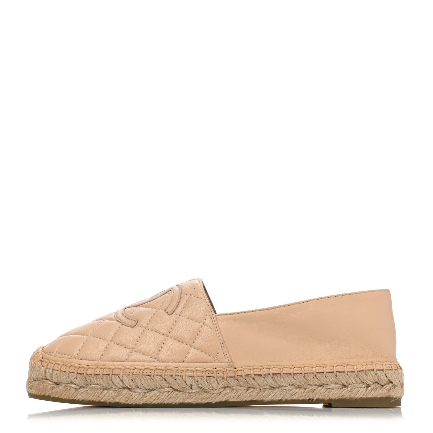 Lambskin Quilted CC Espadrilles 38 Beige