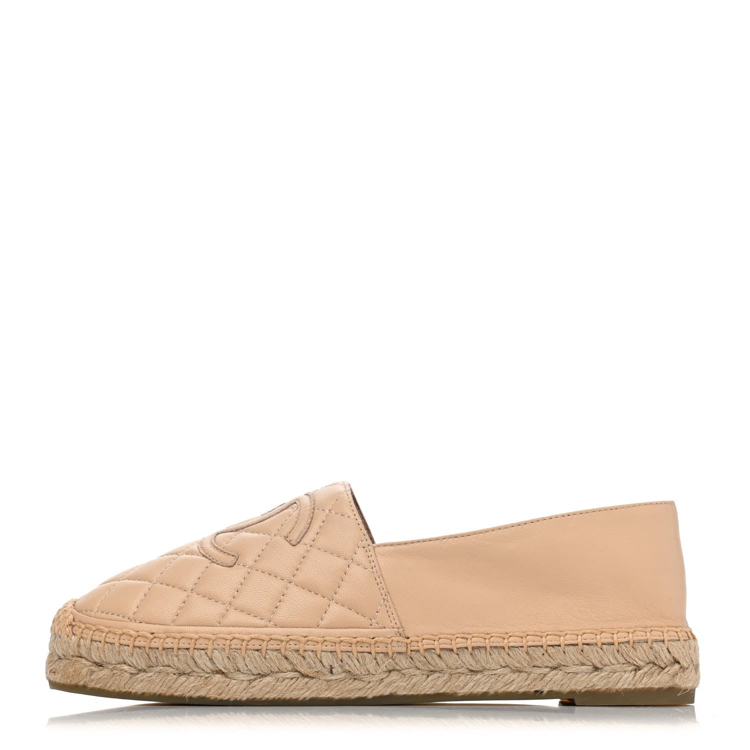 Chanel Lambskin Quilted CC Espadrilles 38 Beige 1 of 4