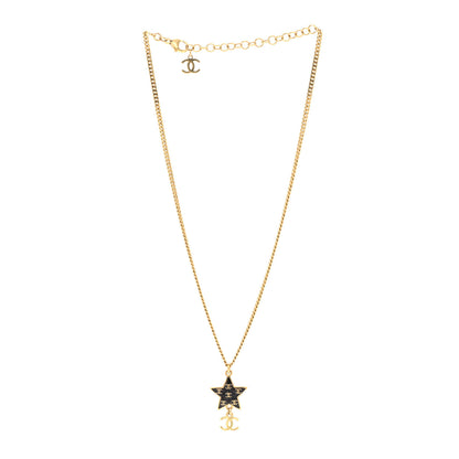 Chanel Glitter Enamel CC Star Necklace Gold Black 3 of 5