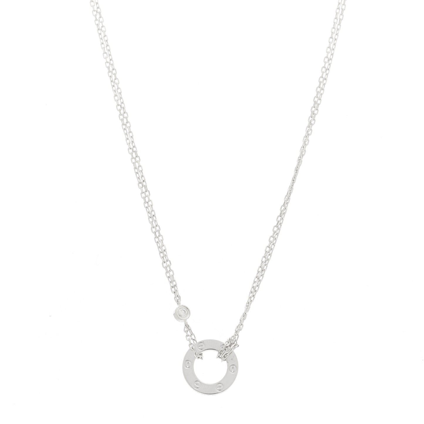 18K White Gold 2 Diamond LOVE Necklace