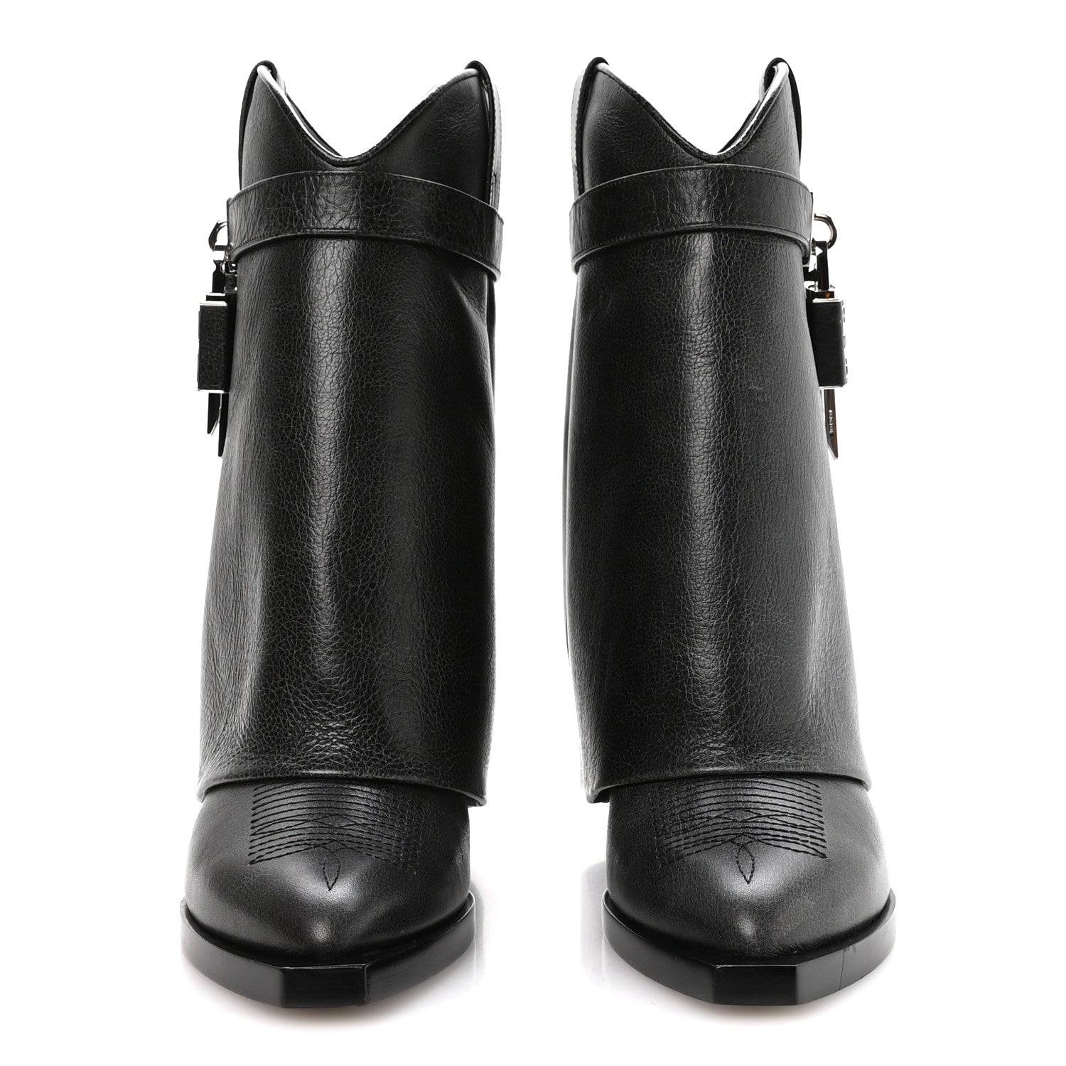 Givenchy Aged Calfskin Cowboy Shark Lock Ankle 37 Black 3 of 8