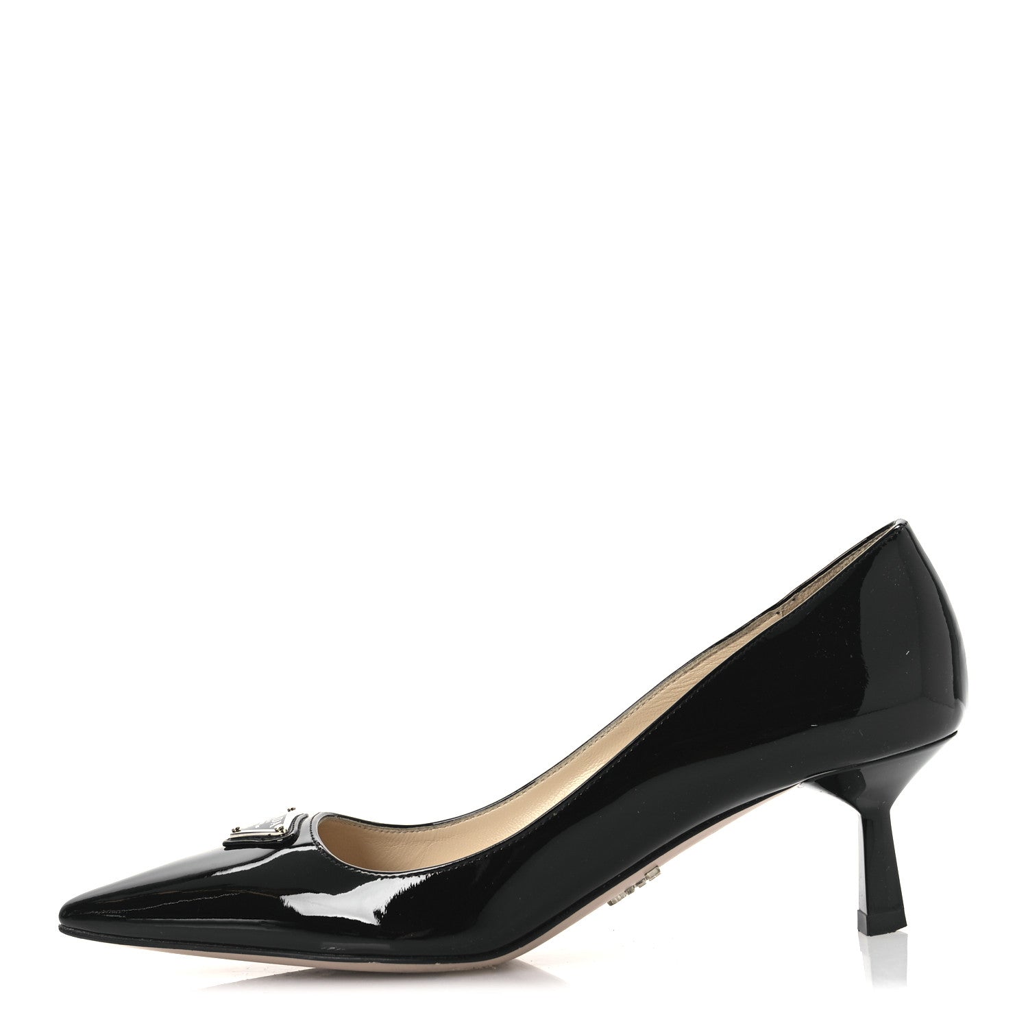 Prada Spazzolato Triangle Pointed Toe Pumps 35 Black 1 of 13