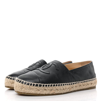 Chanel Lambskin CC Espadrilles 38 Black 3 of 8