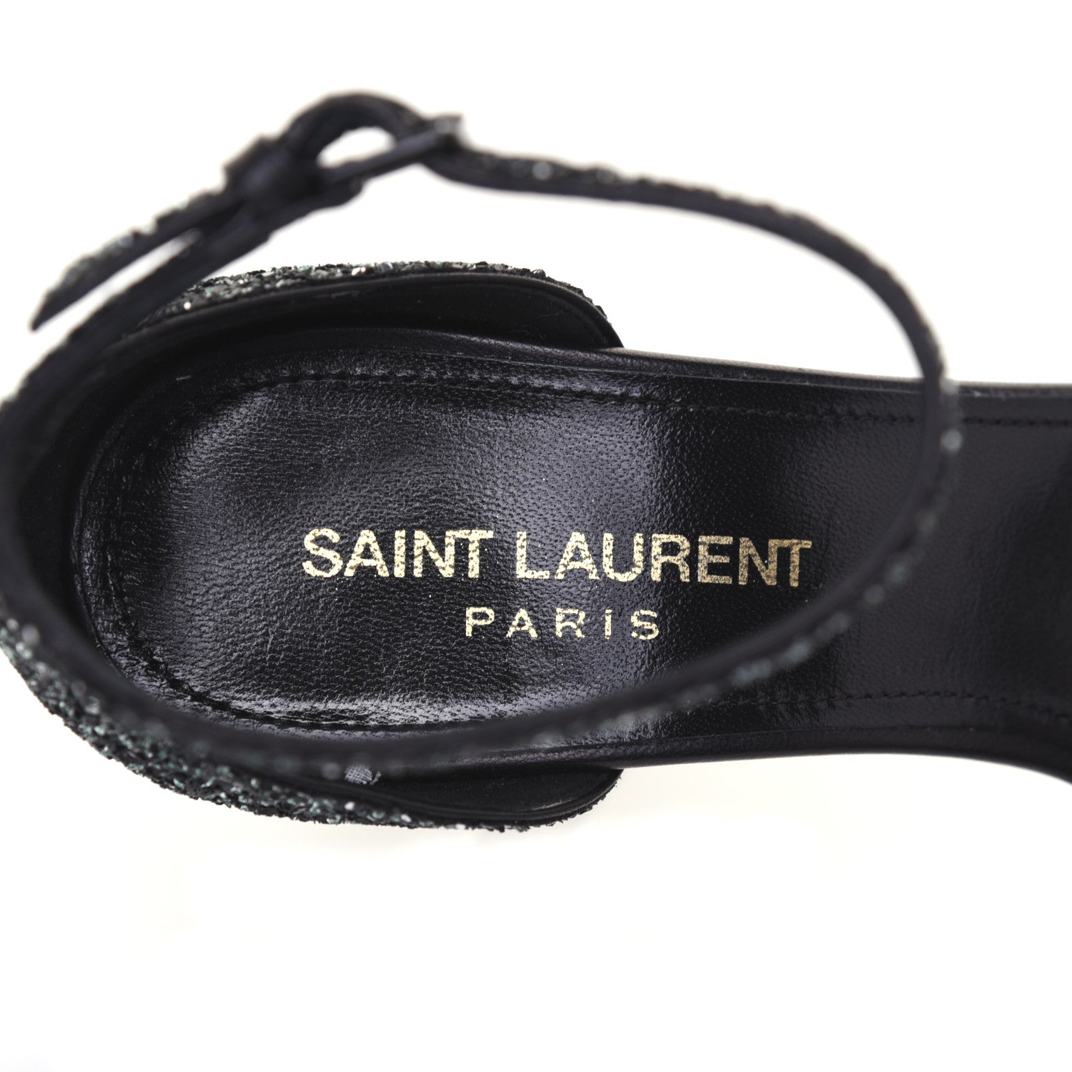Saint Laurent Glitter Amber 105 Ankle Strap Sandals 35.5 Black 8 of 10