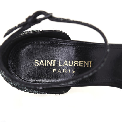 Saint Laurent Glitter Amber 105 Ankle Strap Sandals 35.5 Black 8 of 10
