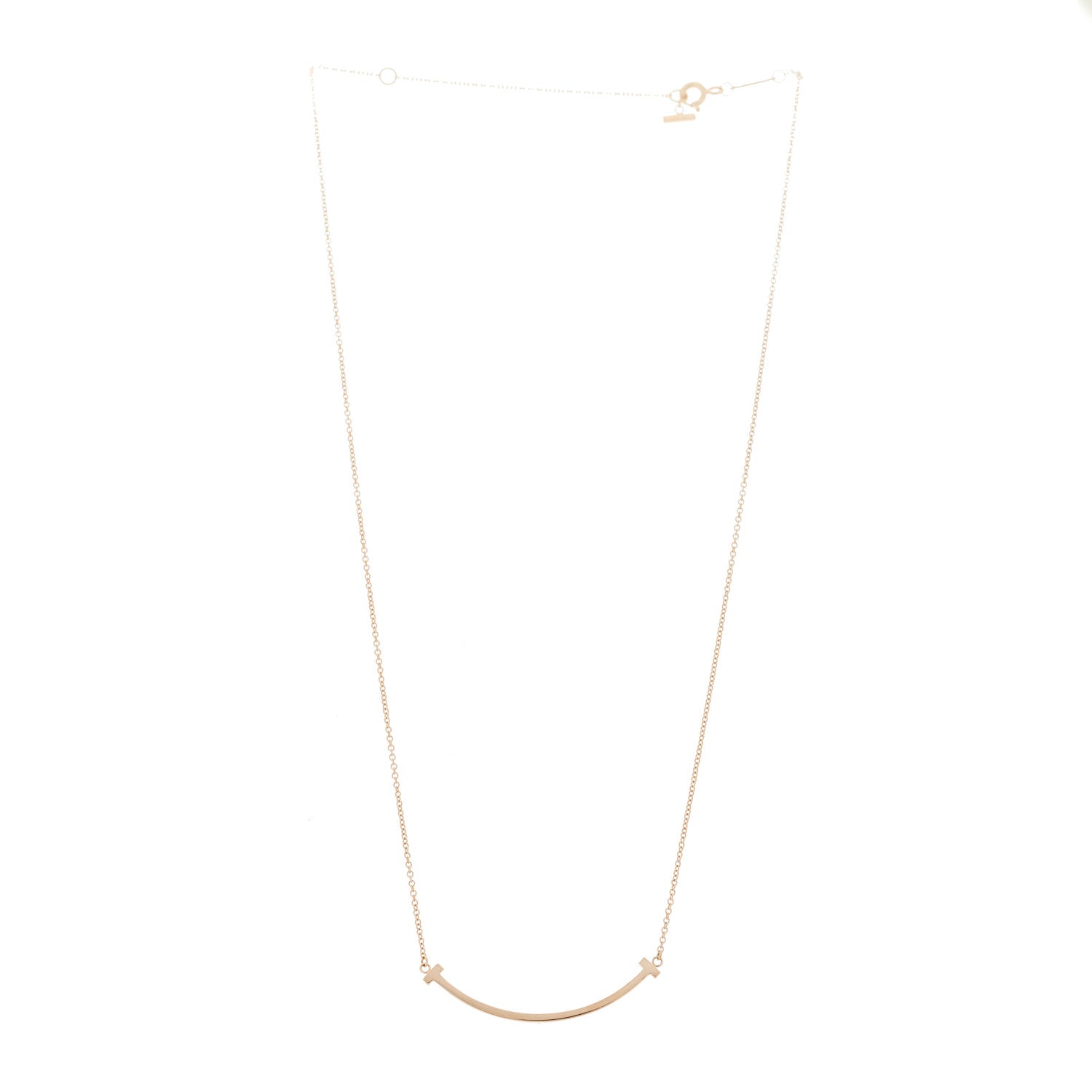 Tiffany 18K Rose Gold Small T Smile Pendant Necklace 3 of 5