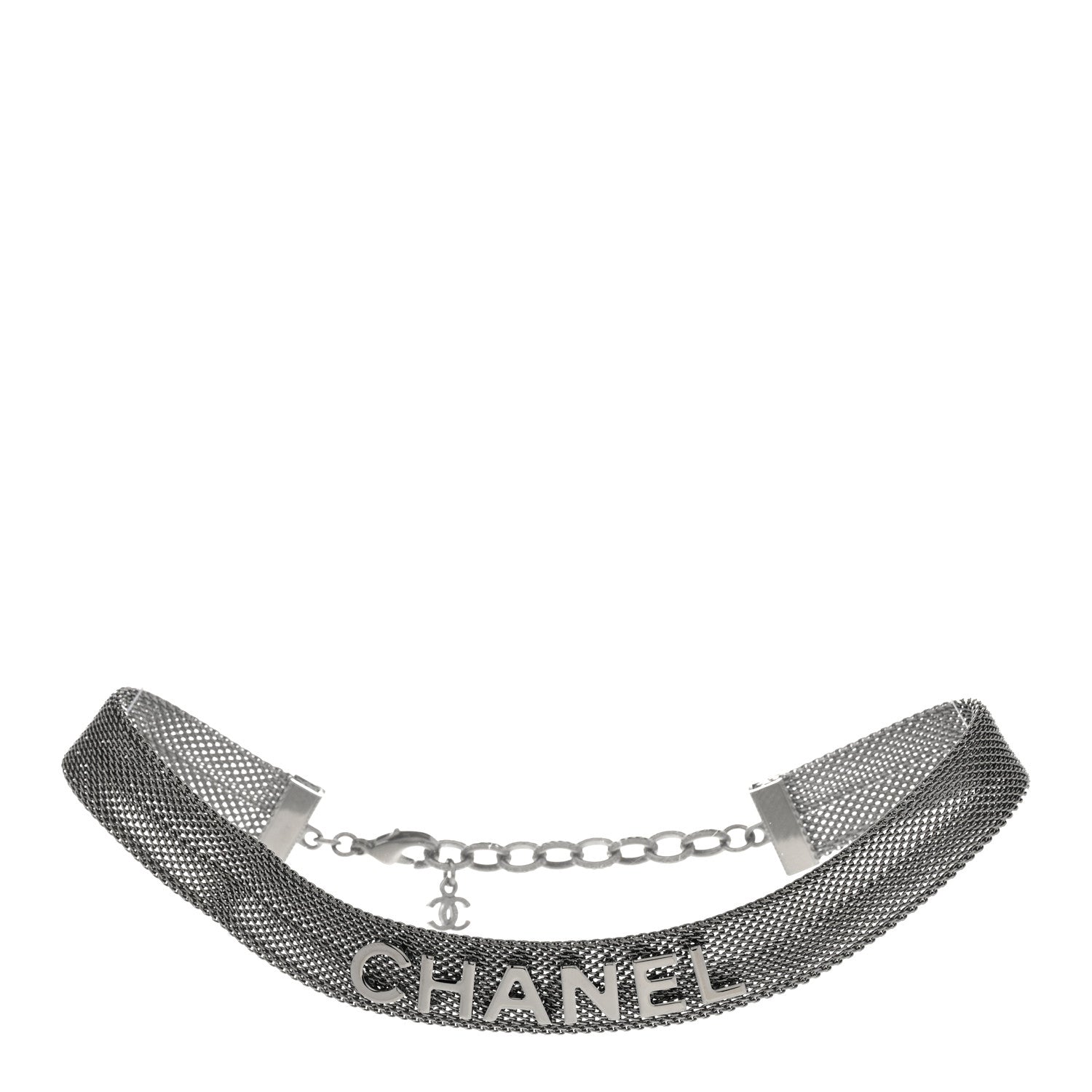 Chanel Mesh Logo Choker Necklace Ruthenium 3 of 7