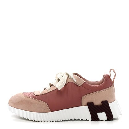 Hermes Parachute Fabric Suede Goatskin Bouncing Sneakers  Rose Rose Opaline 1 of 11