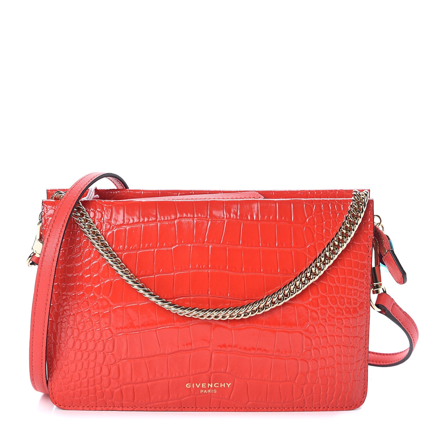 Calfskin Crocodile Embossed Cross 3 Crossbody Bag Red
