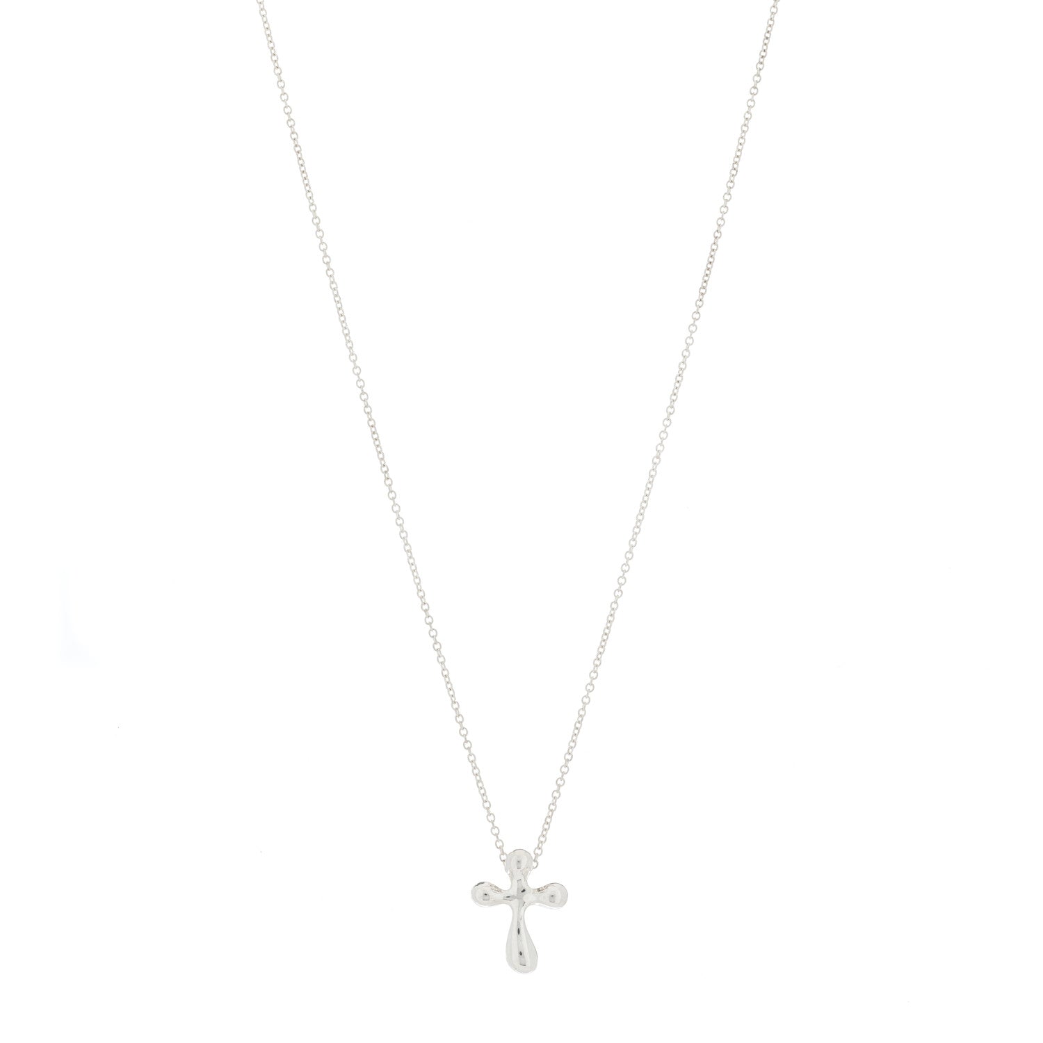 Tiffany Sterling Silver 12mm Elsa Peretti Cross Pendant Necklace 1 of 4