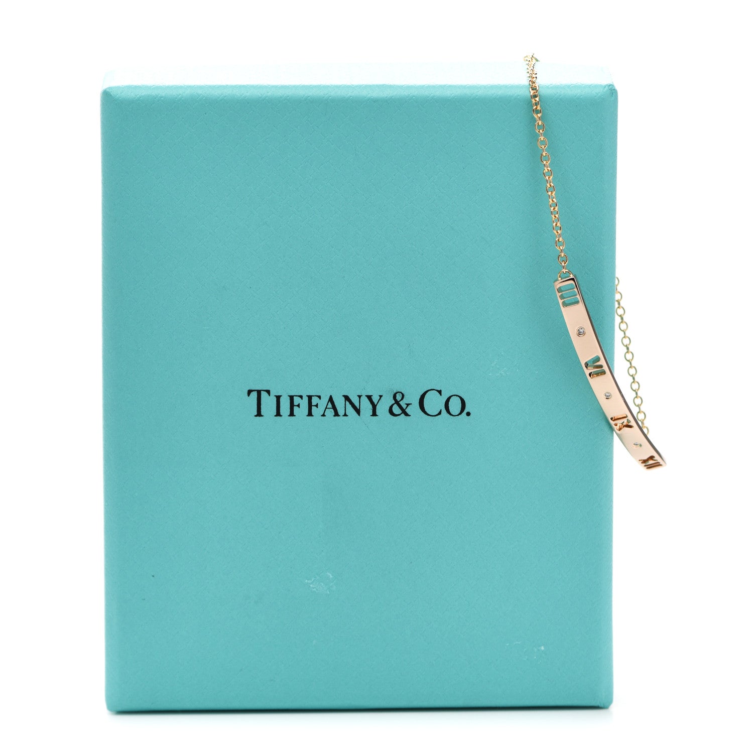 Tiffany 18K Rose Gold Diamond Atlas Bar Pierced Bracelet 6 of 6