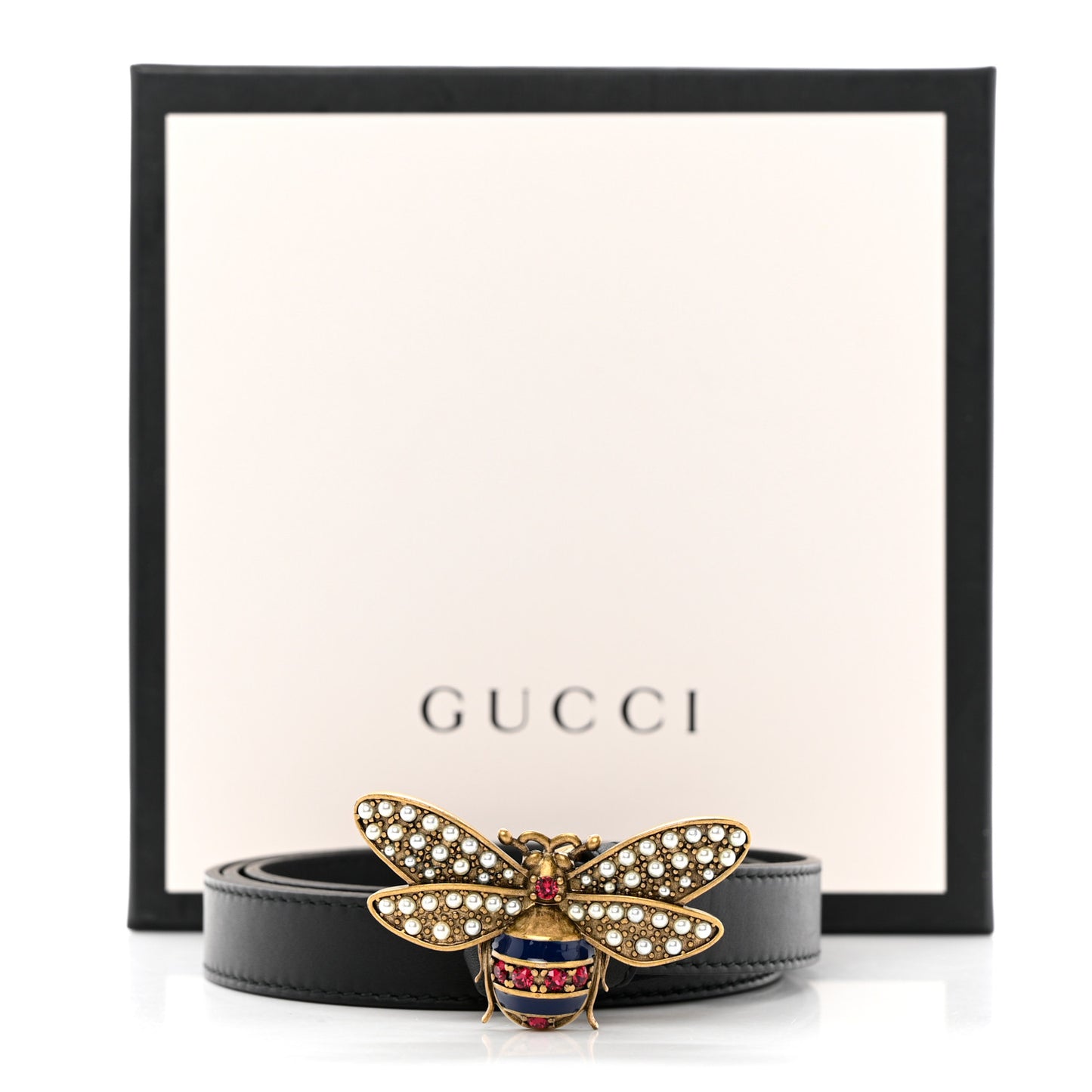 Calfskin Queen Margaret Bee Belt 90 36 Black