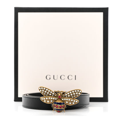 Gucci Calfskin Queen Margaret Bee Belt 90 36 Black 6 of 6