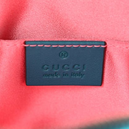 Gucci Velvet Matelasse Embroidered GG Marmont Belt Bag 85 34 Pavone Cyan 6 of 11