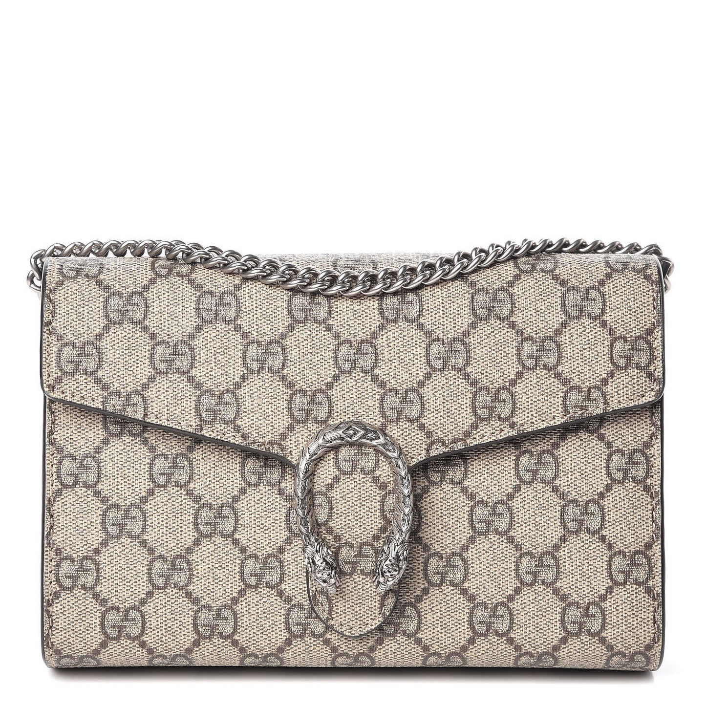 GG Supreme Monogram Mini Dionysus Chain Wallet Beige Taupe