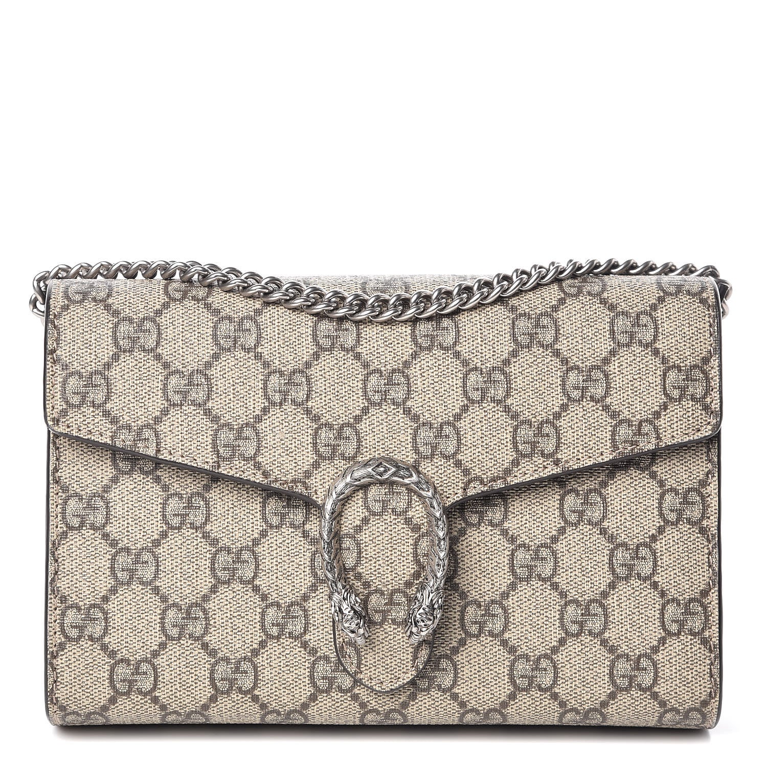 Gucci GG Supreme Monogram Mini Dionysus Chain Wallet Beige Taupe 1 of 10