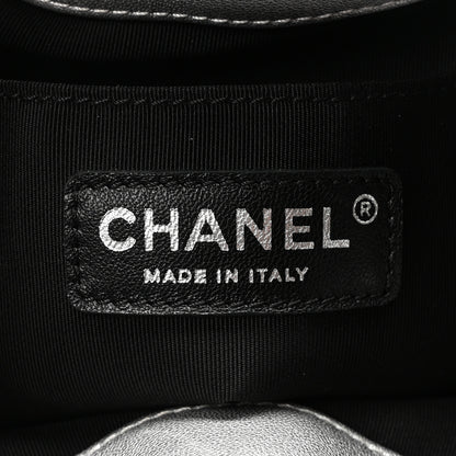 Chanel Metallic Lambskin Studded Chevron Quilted Small Stud Wars Drawstring Bag Silver 6 of 10