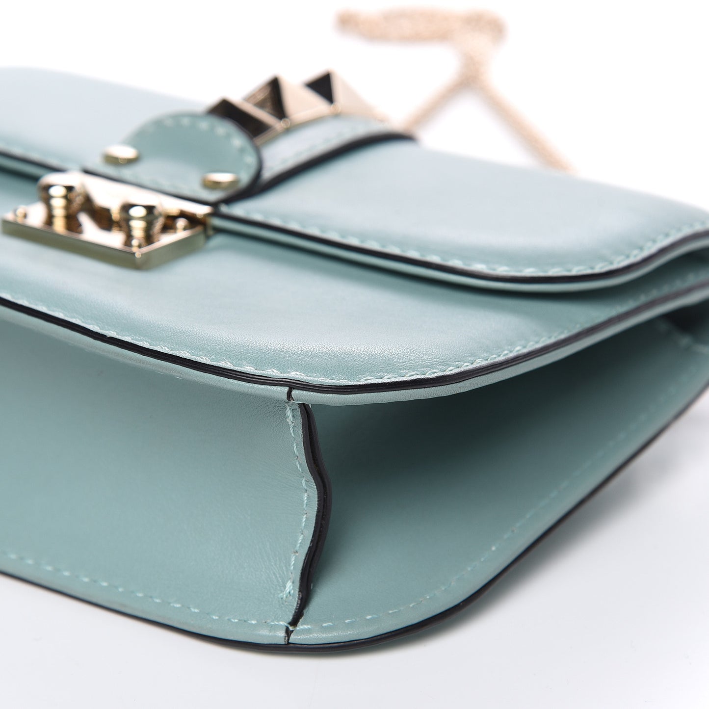 Vitello Small Glam Lock Rockstud Flap Light Blue