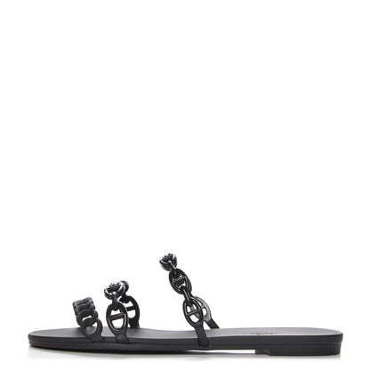 Hermes Rubber Chaine d'Ancre Rivage Sandals 37 Black 1 of 9