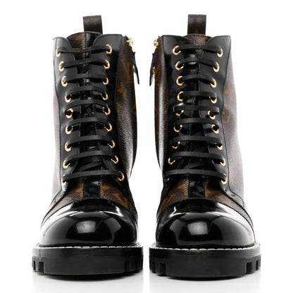 Louis Vuitton Patent Calfskin Monogram Star Trail Ankle Boots 39.5 Black 2 of 9