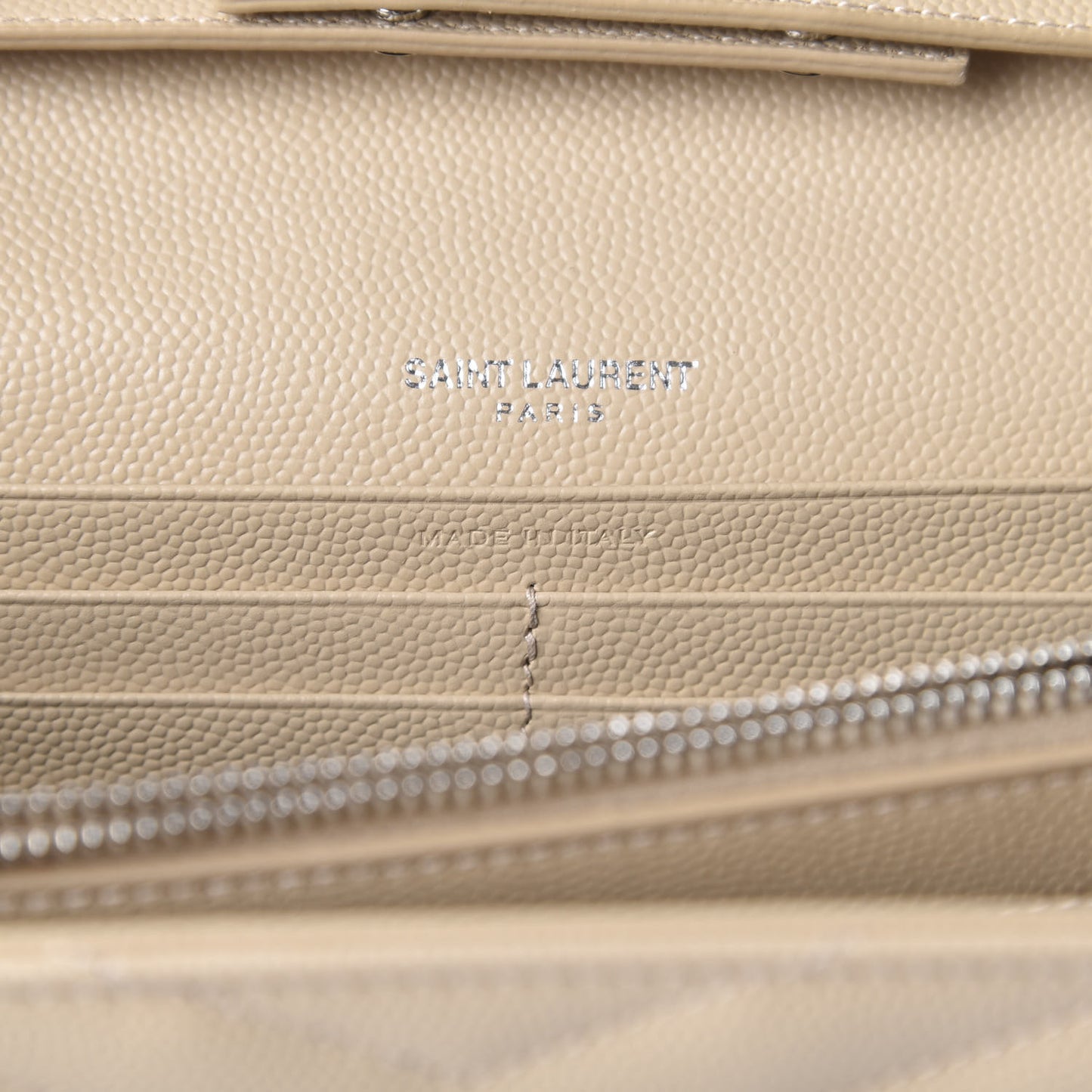 Grain De Poudre Matelasse Chevron Monogram Chain Wallet Nude Powder
