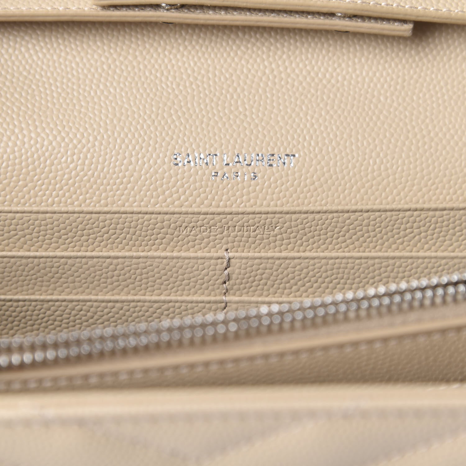 Saint Laurent Grain De Poudre Matelasse Chevron Monogram Chain Wallet Nude Powder 9 of 10