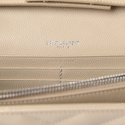 Saint Laurent Grain De Poudre Matelasse Chevron Monogram Chain Wallet Nude Powder 9 of 10