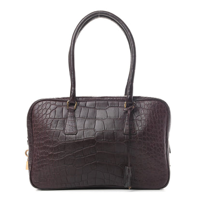 Prada Calfskin Crocodile Embossed Tote Purple 1 of 6