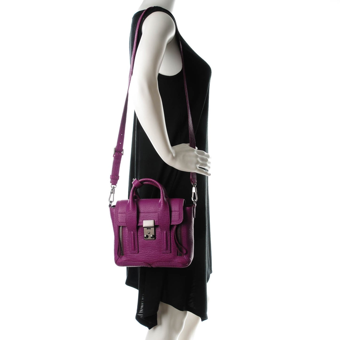 3.1 Textured Calfskin Mini Pashli Satchel Orchid