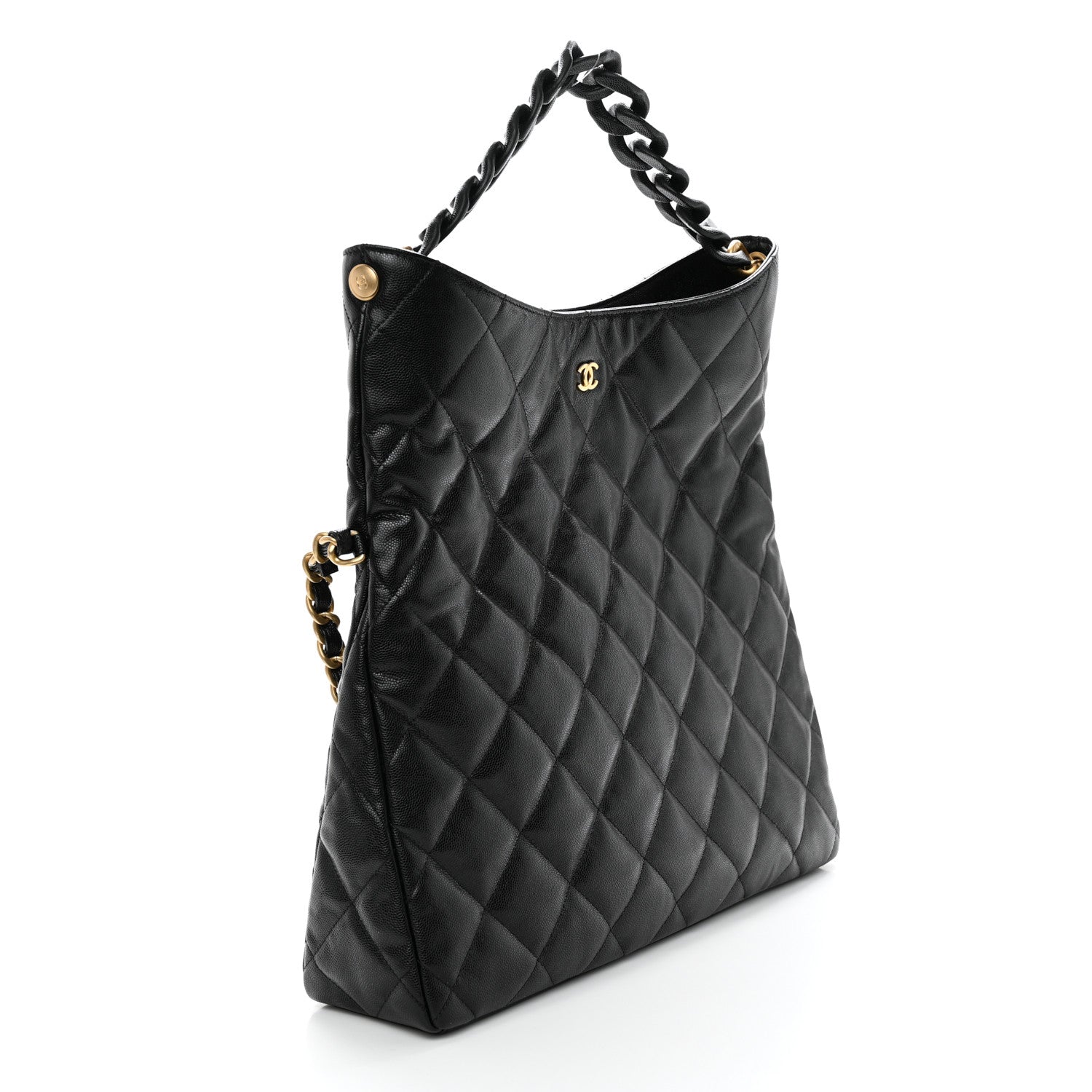 Chanel Caviar Quilted Fold Over Hobo Black 2 of 10