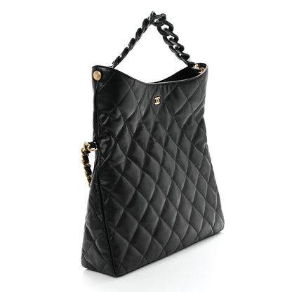 Chanel Caviar Quilted Fold Over Hobo Black 2 of 10
