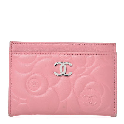 Chanel Lambskin Camellia Embossed Card Holder Pink 1 of 13