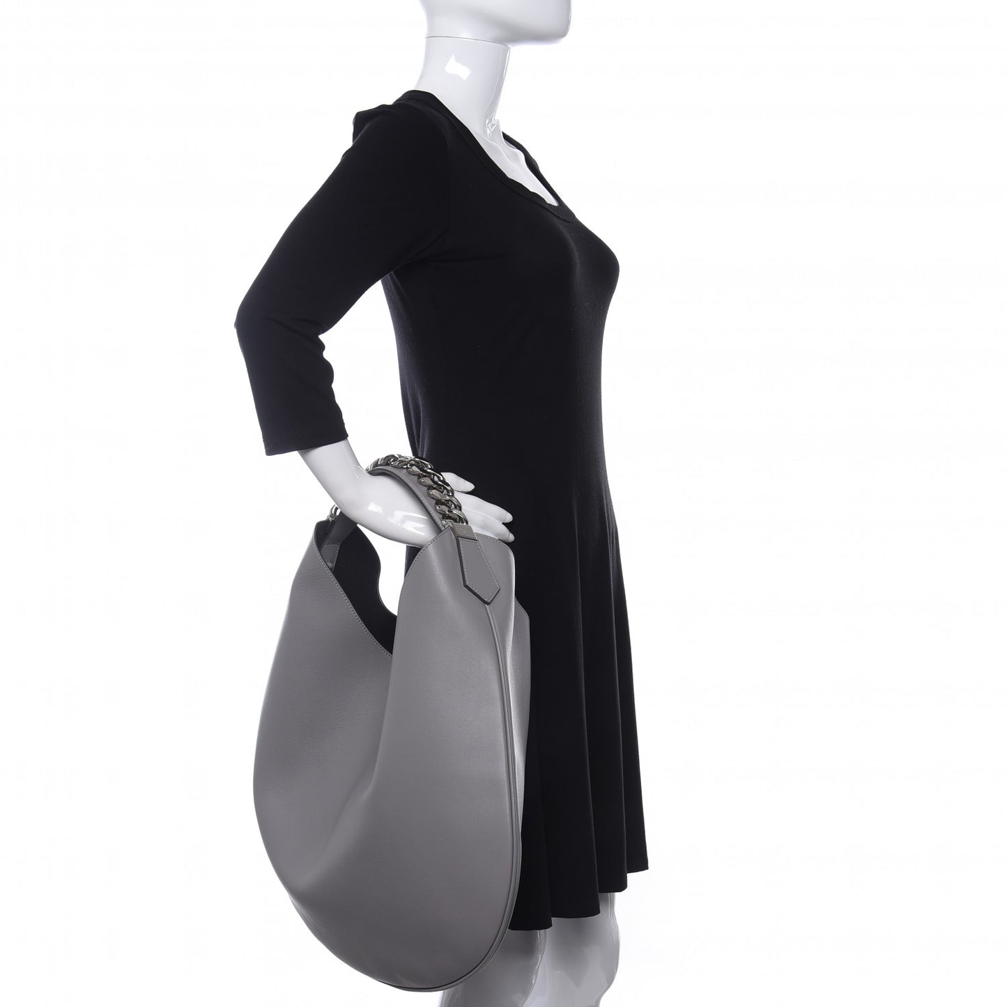 Calfskin Medium Infinity Hobo Bag Pearl Grey