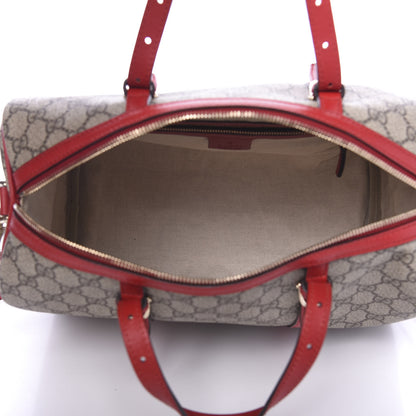 Gucci GG Supreme Monogram Calfskin Medium Nice Boston Beige Ebony Hibiscus Red 6 of 11