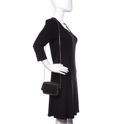 Valentino Garavani Pebbled Calfskin Rockstud Small Chain Shoulder Bag Black 2 of 12