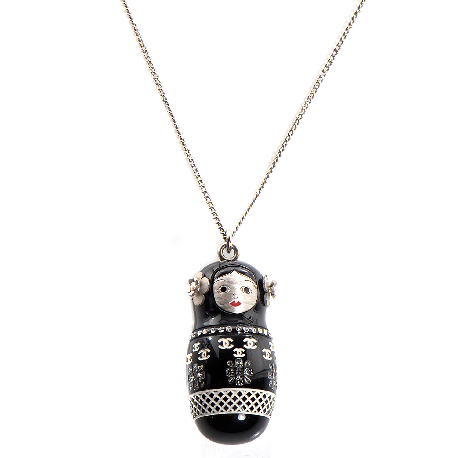 Chanel Resin Matryoshka Russian Doll Necklace Black 1 of 6