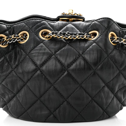 Chanel Lambskin Quilted Drawstring Bag Black 8 of 11
