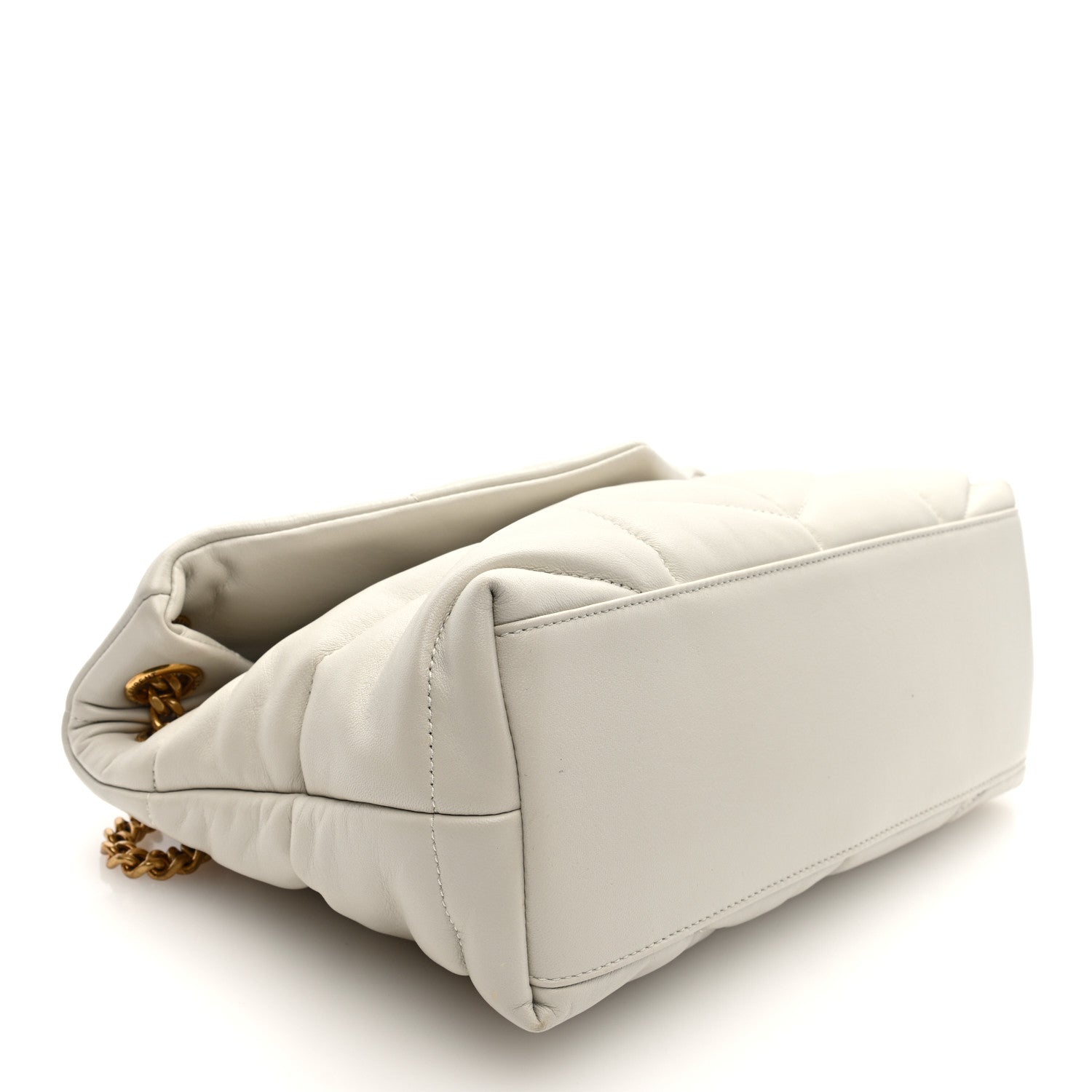 Saint Laurent Lambskin Quilted Small Loulou Puffer Monogram Chain Satchel Crema Soft 4 of 9