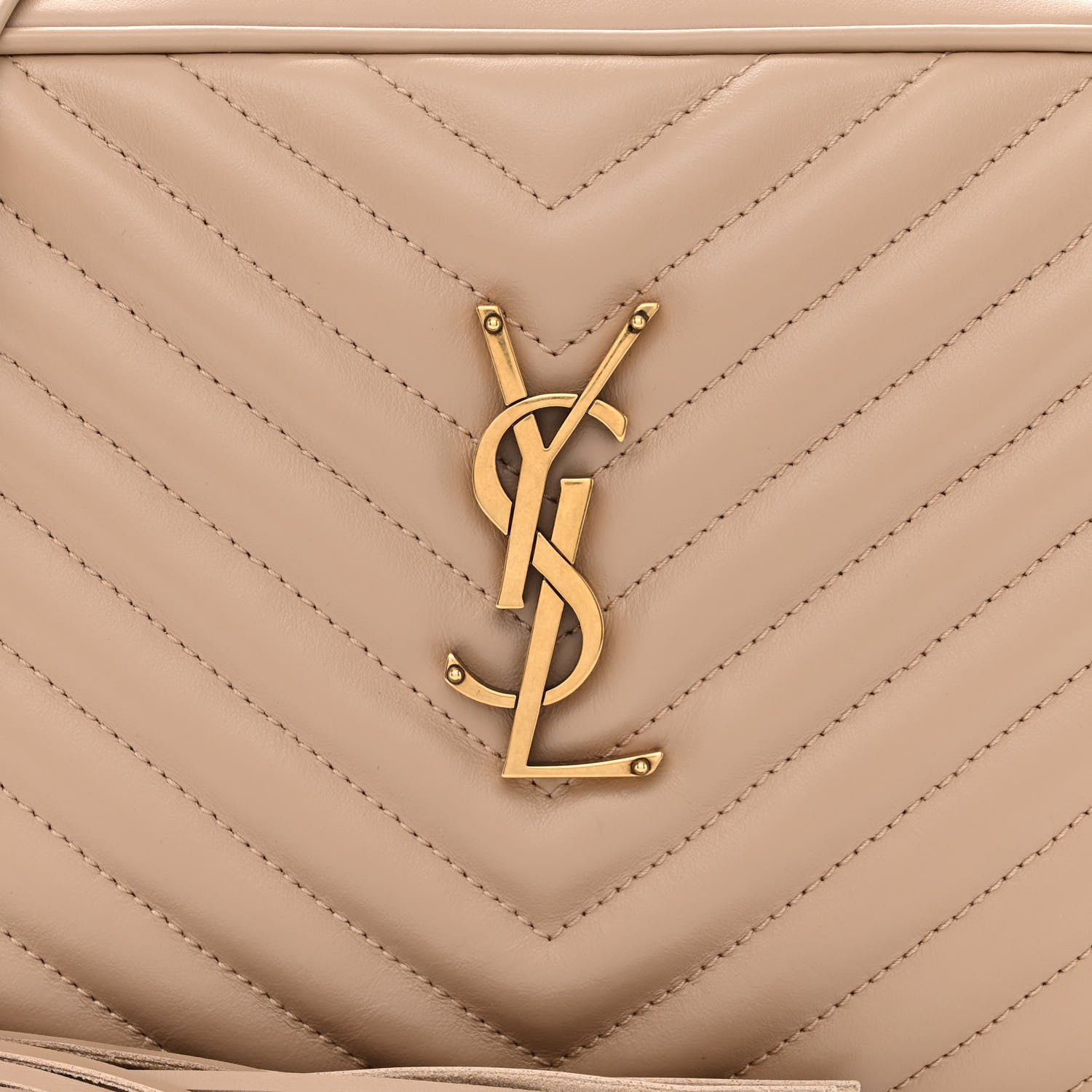 Saint Laurent Calfskin Matelasse Monogram Lou Camera Bag Dark Beige 8 of 10