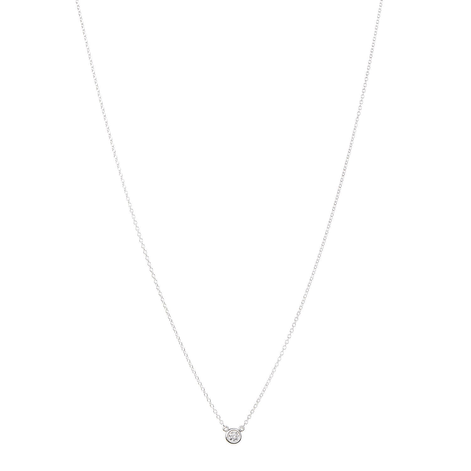 Tiffany Sterling Silver Diamond .10ct Elsa Peretti Diamonds by the Yard Pendant Necklace 1 of 9