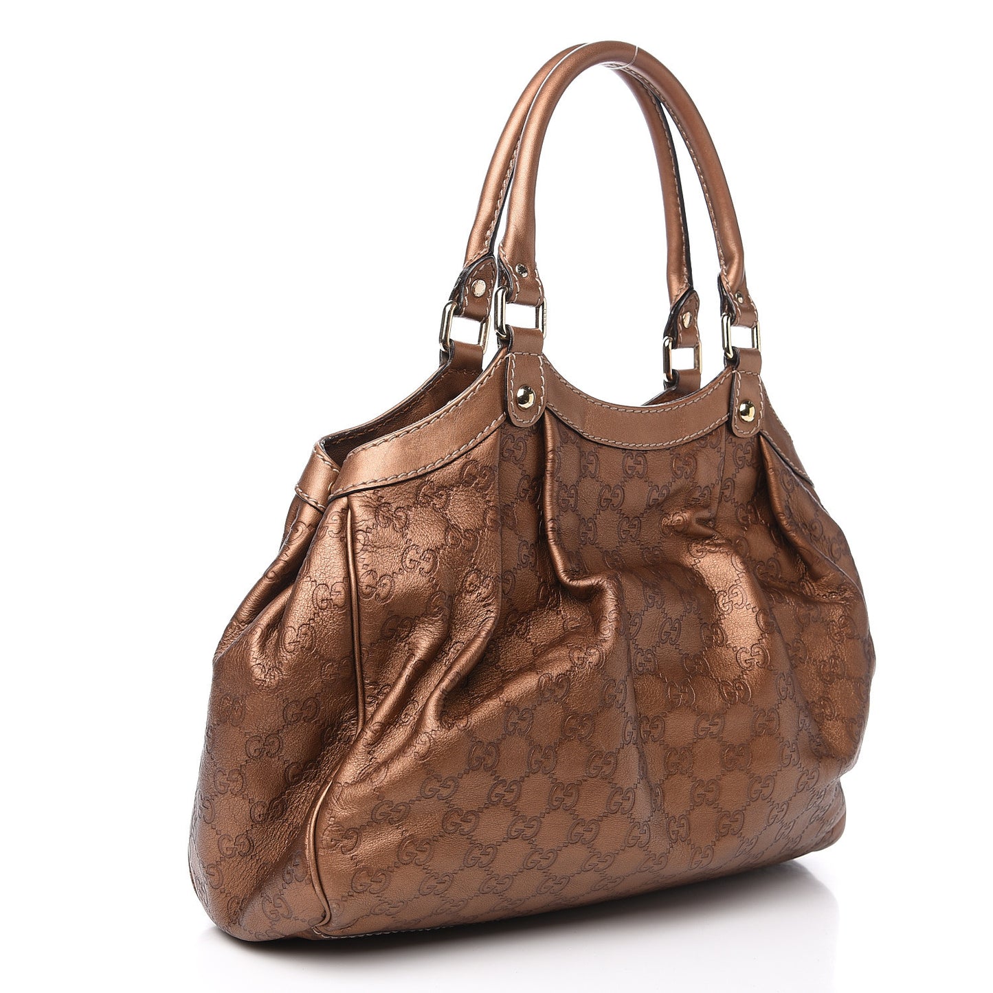 Metallic Guccissima Medium Sukey Tote Bronze