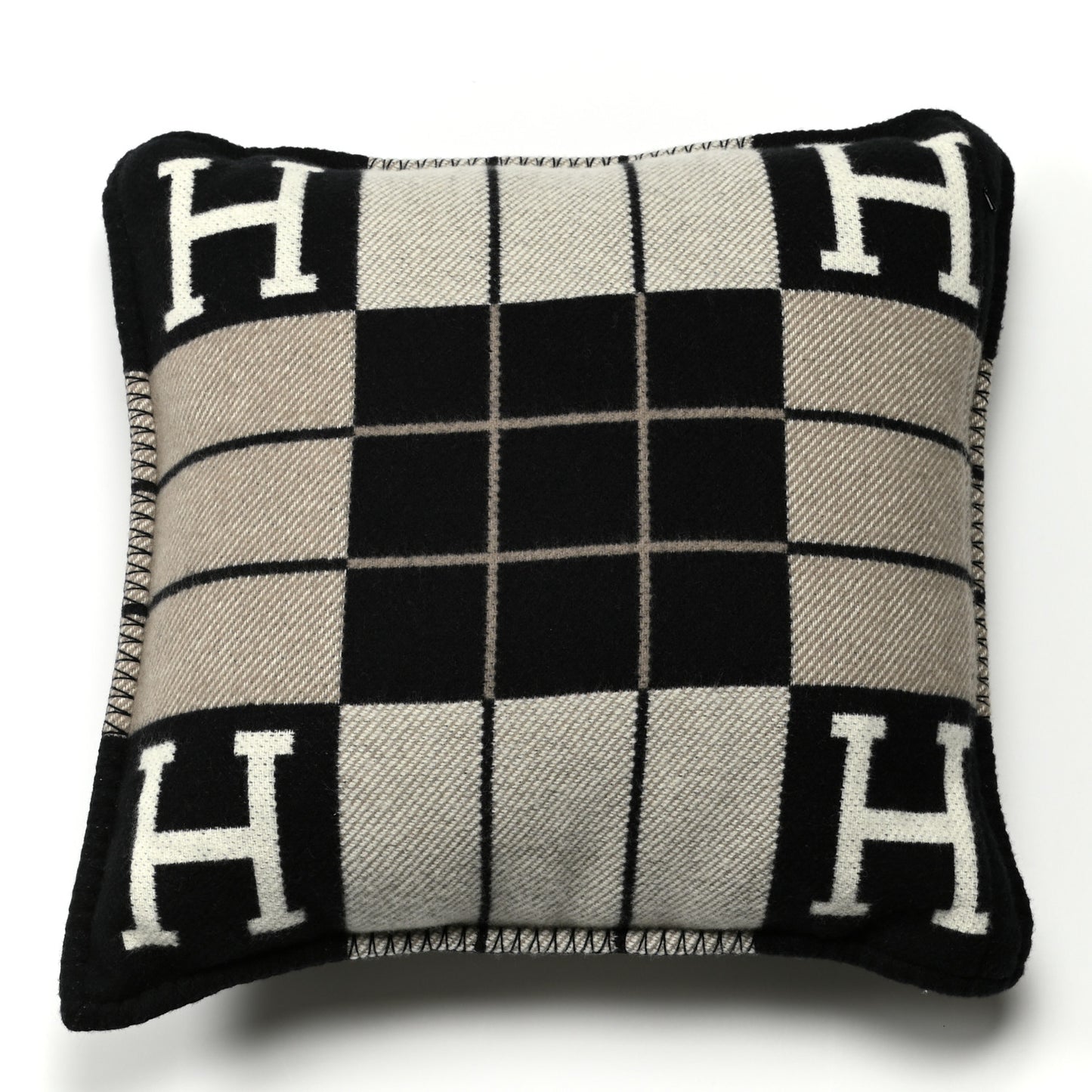 Wool Cashmere Avalon III Pillow PM Ecru Black