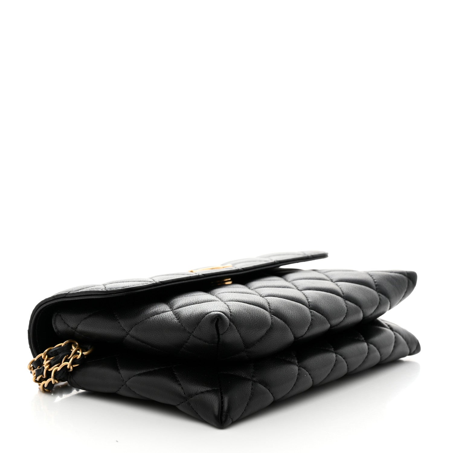 Chanel Lambskin Quilted CC Pouch With Handle Black 4 of 10