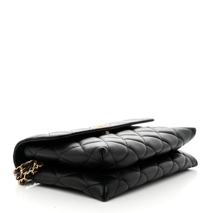 Chanel Lambskin Quilted CC Pouch With Handle Black 4 of 10