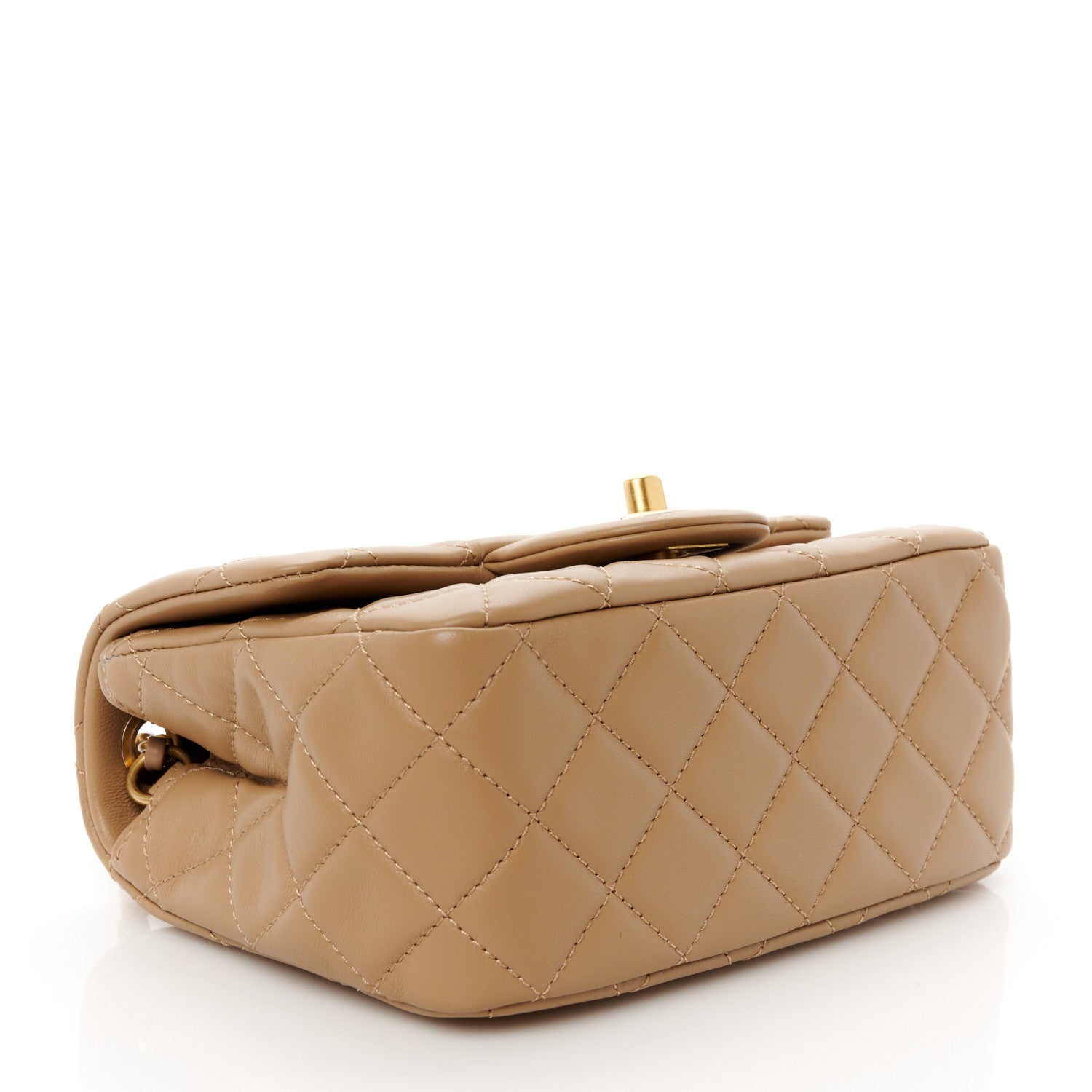 Chanel Lambskin Quilted Mini Pearl Crush Flap Dark Beige 4 of 12