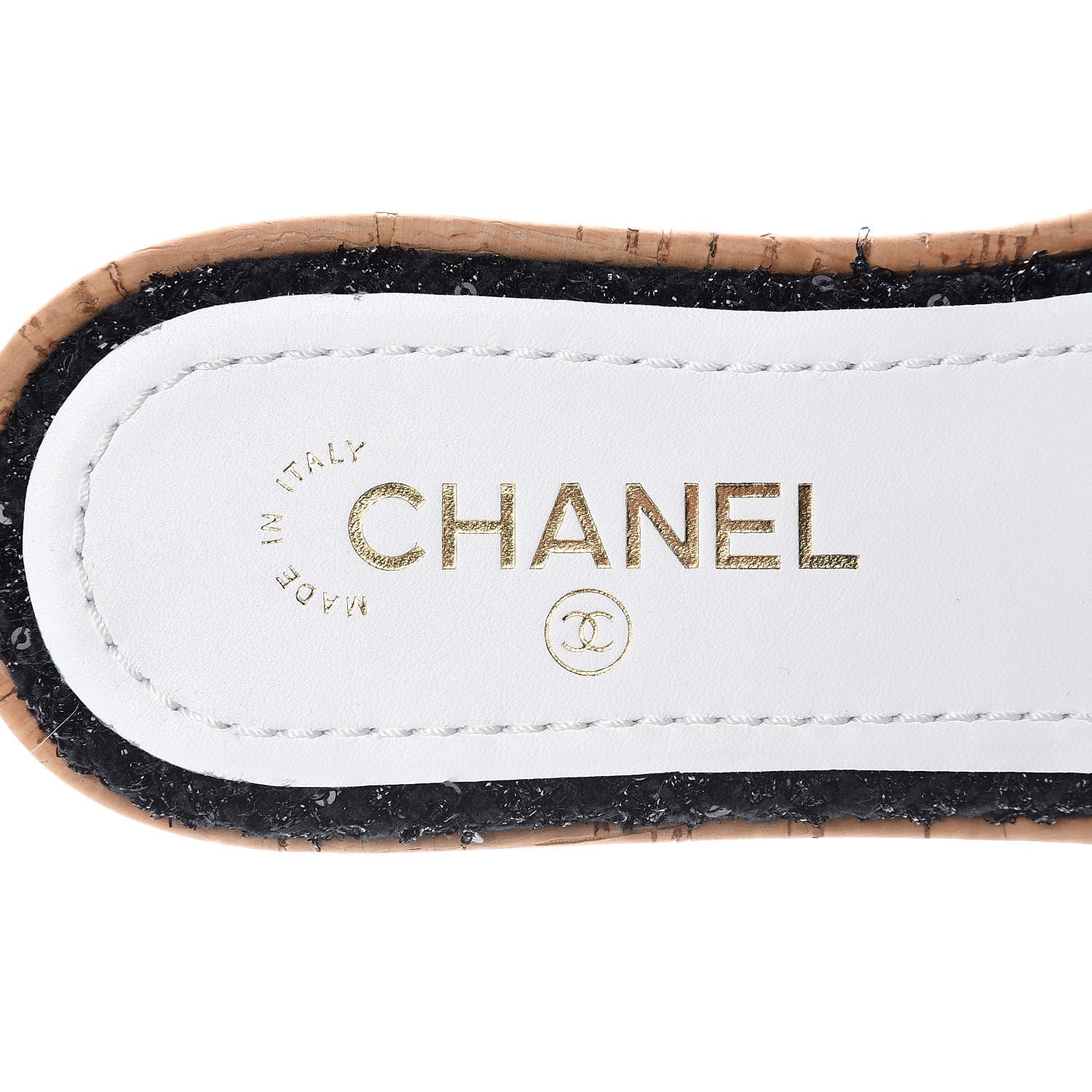 Chanel Tweed Cork CC Chain Mule Sandal 39 Black 6 of 12