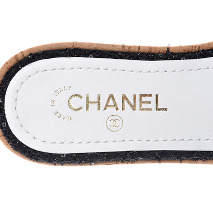 Chanel Tweed Cork CC Chain Mule Sandal 39 Black 6 of 12